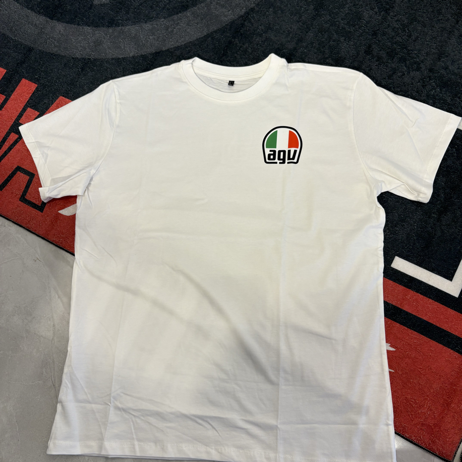 Premium Agv Baskılı Beyaz Motorcu T-Shirt